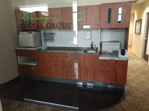 Special equipment in view through a clear glass wall